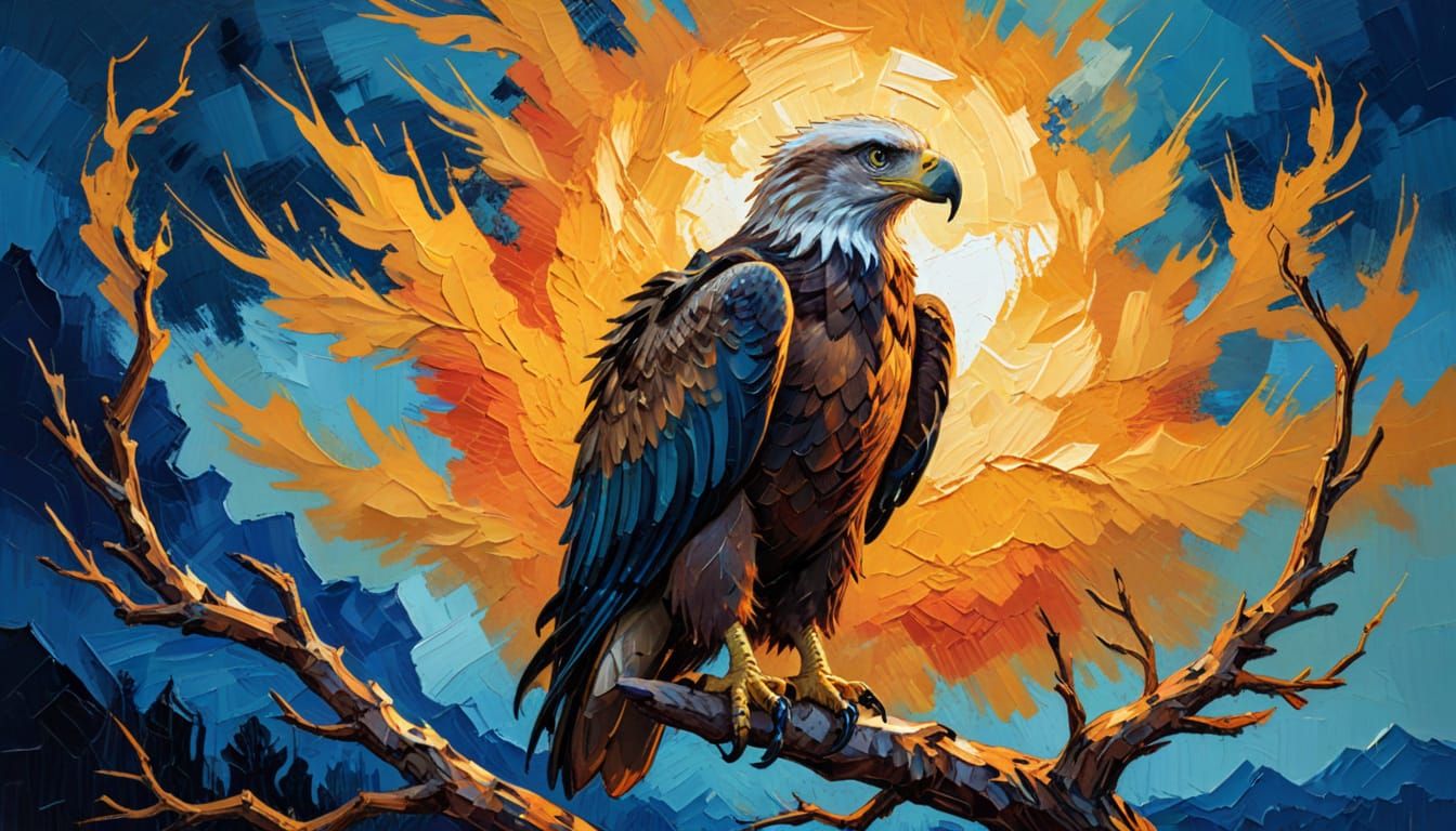A majestic eagle at sunset