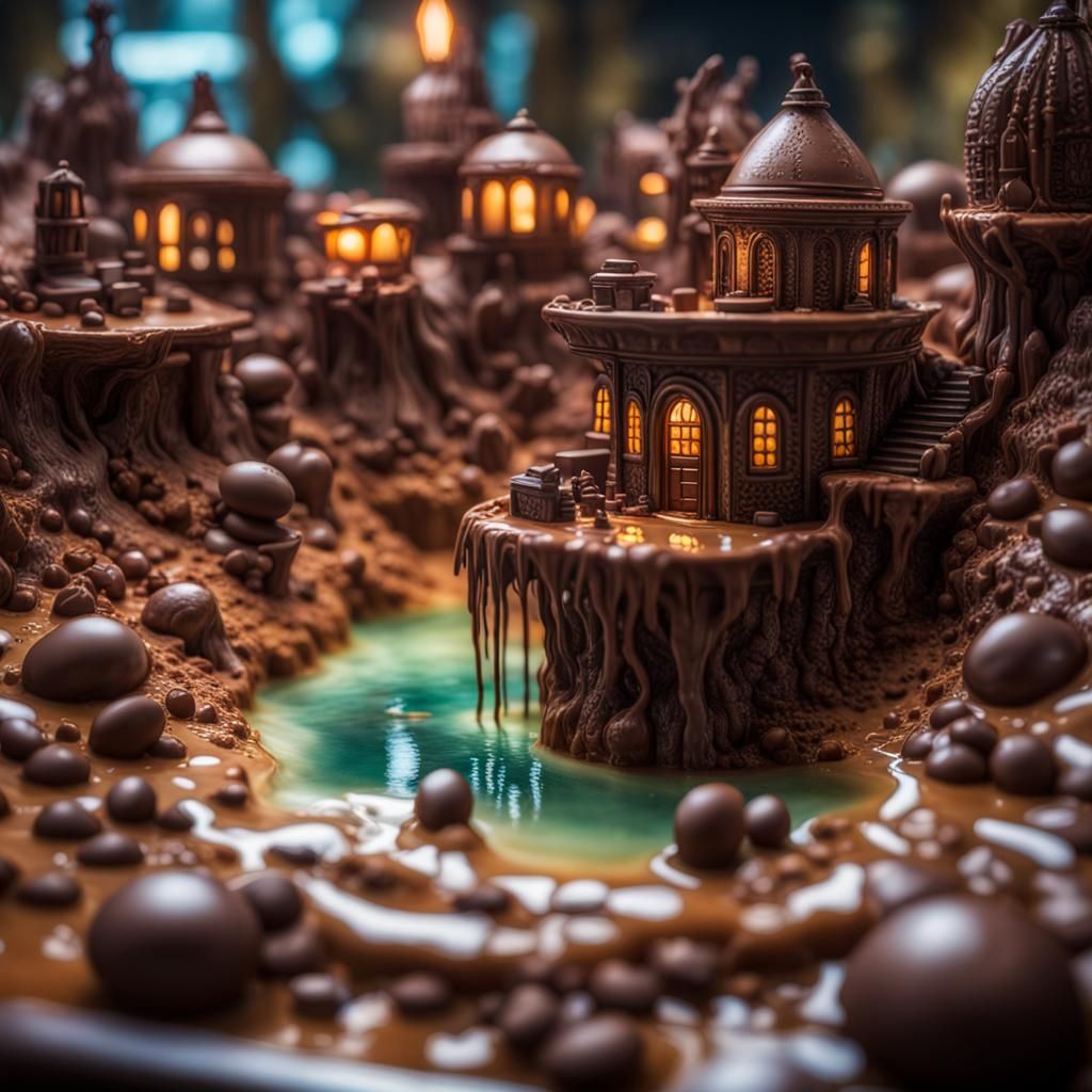 Chocolate Island Oasis in Hot Milk, Macro Photography