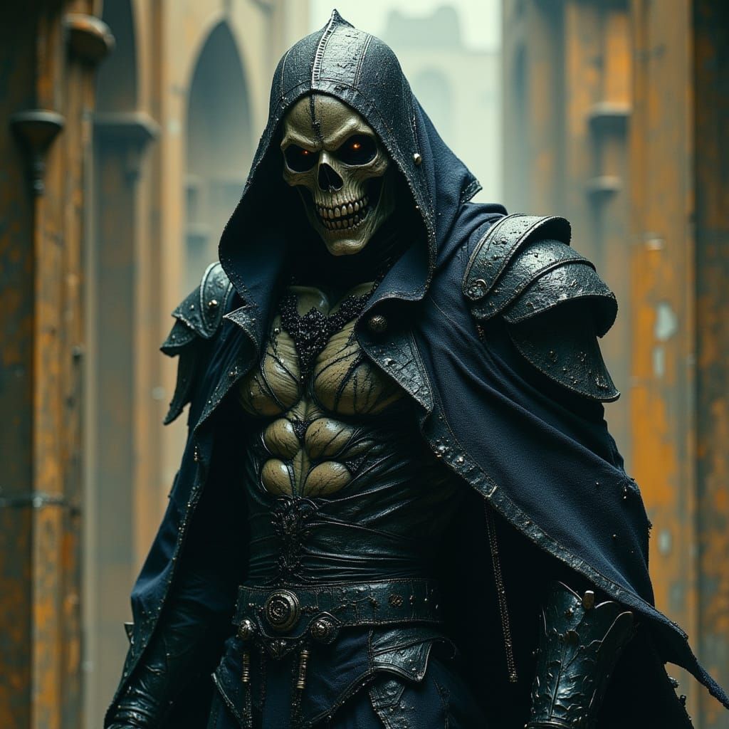 Menacing Skeletor in Dark Armor, Dark Fantasy Art