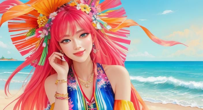 Joyful Summer Beach Festival in Vibrant Colors