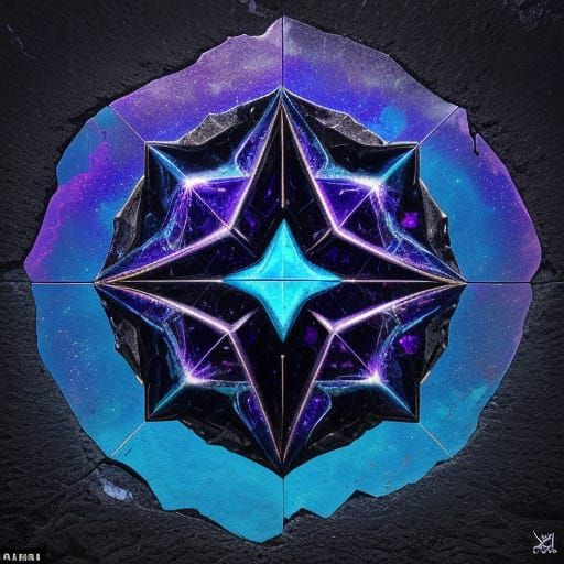 Surreal Gemstone in Desert with Ancient Symbols