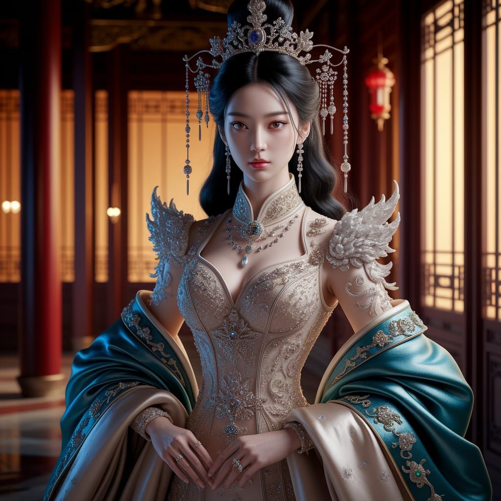 Chinese Imperial Beauty in Luxurious Couture