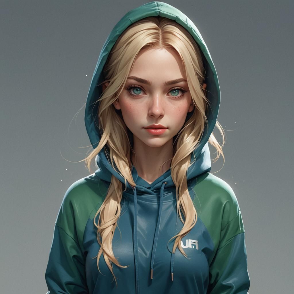 Blonde Girl Portrait in Hyperdetailed Digital Art Style