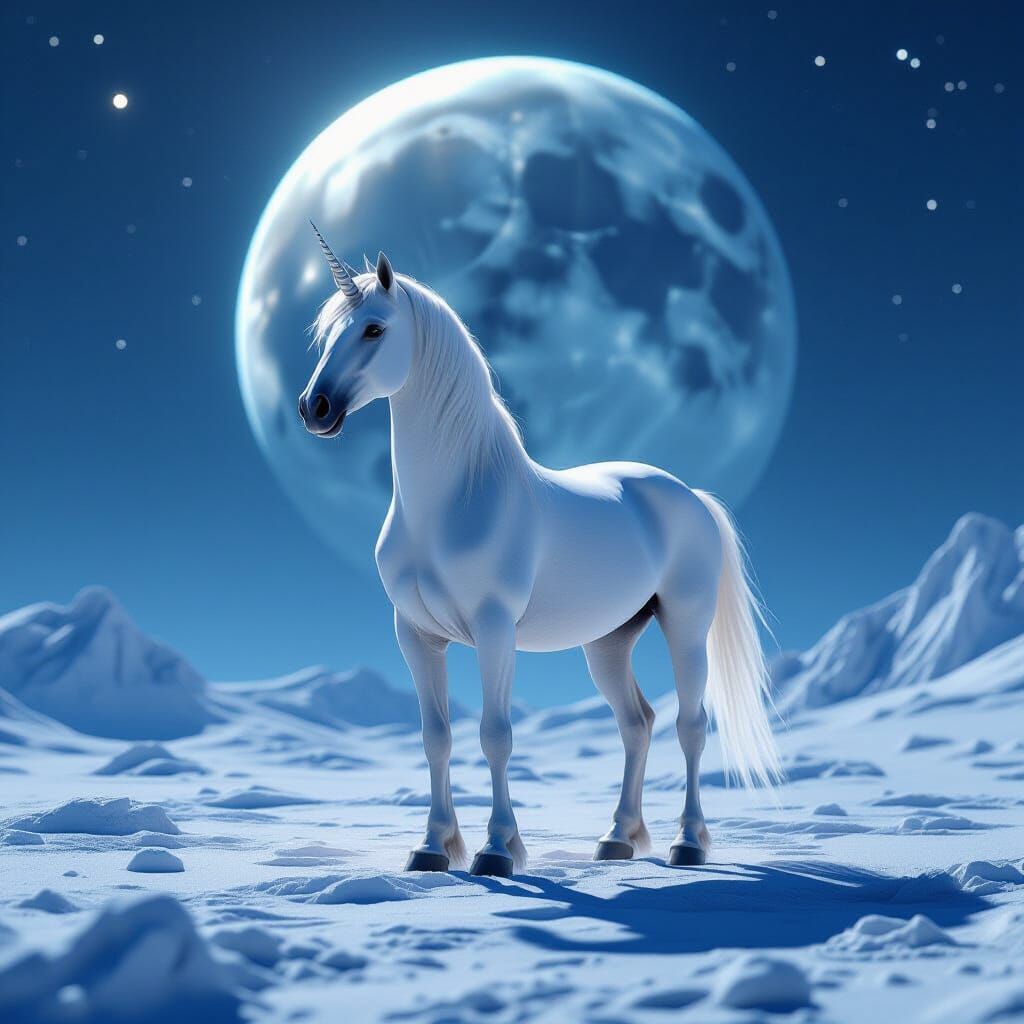 Majestic Pegasus on Moon with Mercury Glow