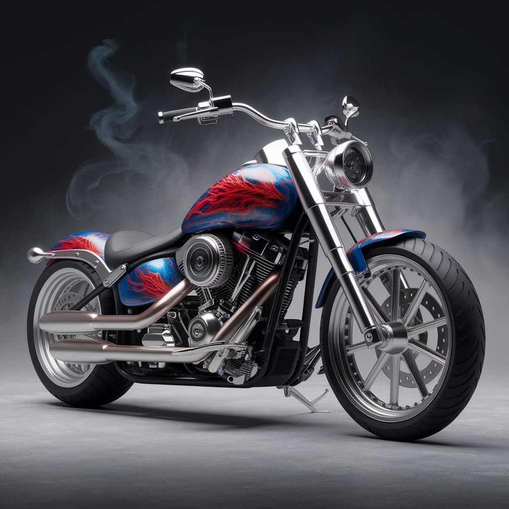 Custom Motorcycle Tank with Dragon Airbrush Art