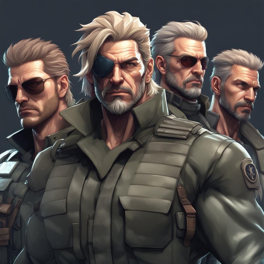 Four Soldiers Portrait in Hyperdetailed Style