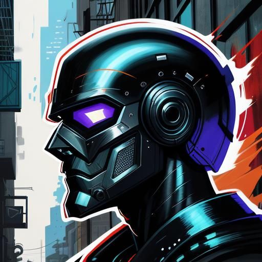 Robocop in Dystopian Graffiti Art Style