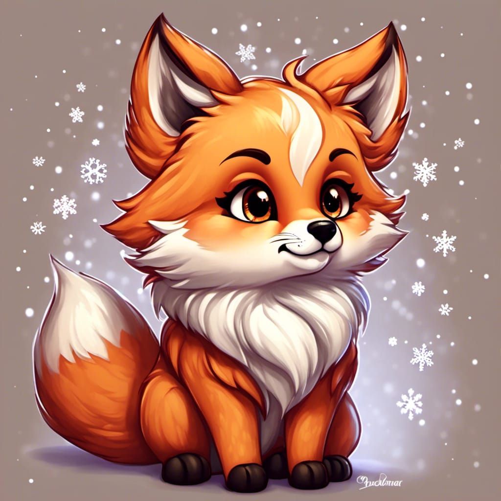 Cute Christmas Fox Kit with Snowflakes