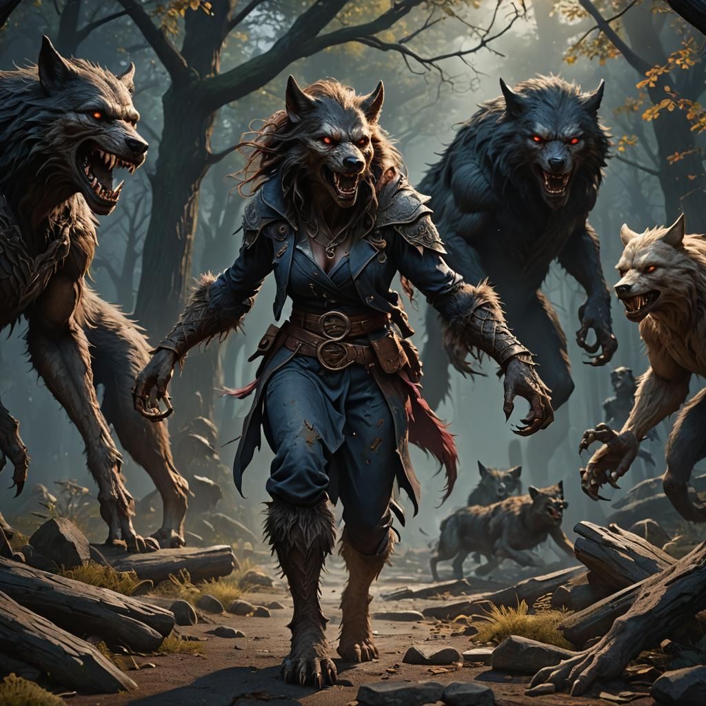 Werewolf Transformation: Detailed Fantasy Concept Art