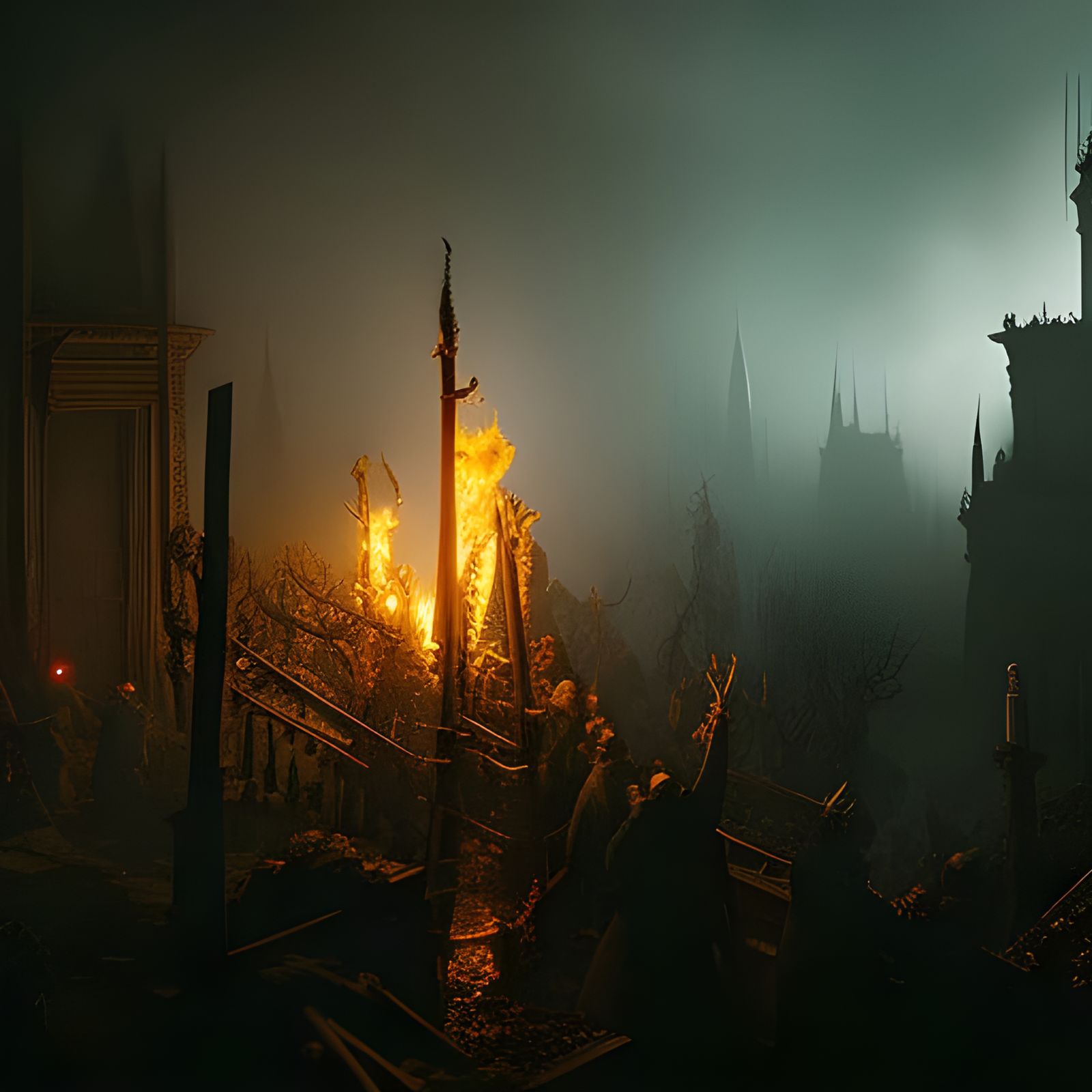 Terrifying Witch Burning in Salem, Horror Art