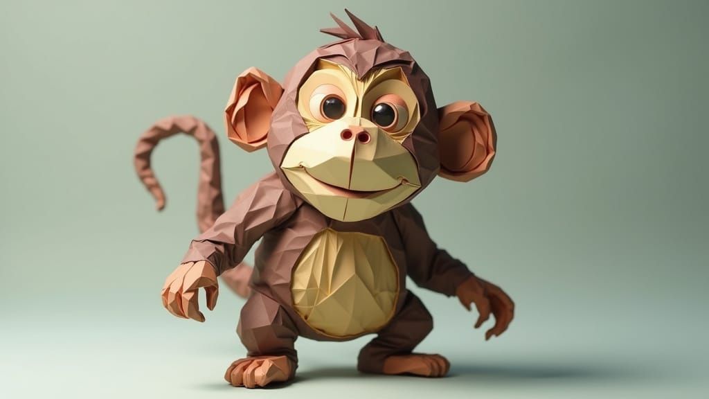 Whimsical Origami Hybrid in Papercraft Style