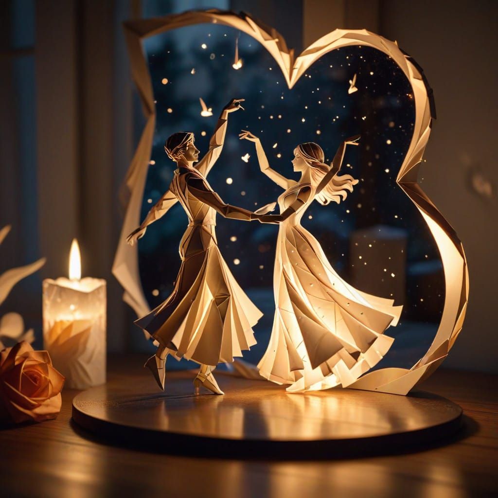 Dancing Woman in Origami Paper Style