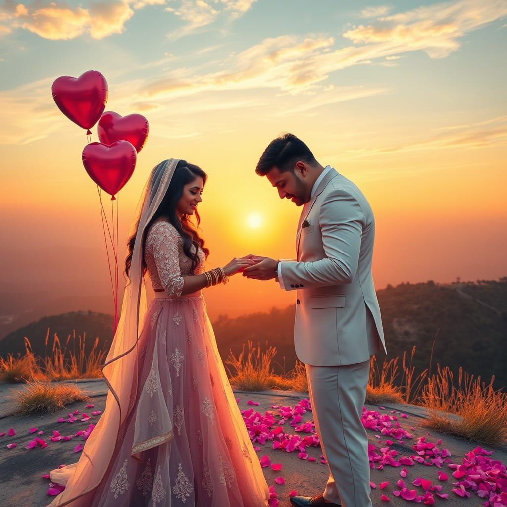 Indian Couple's Romantic Hilltop Ring Ceremony