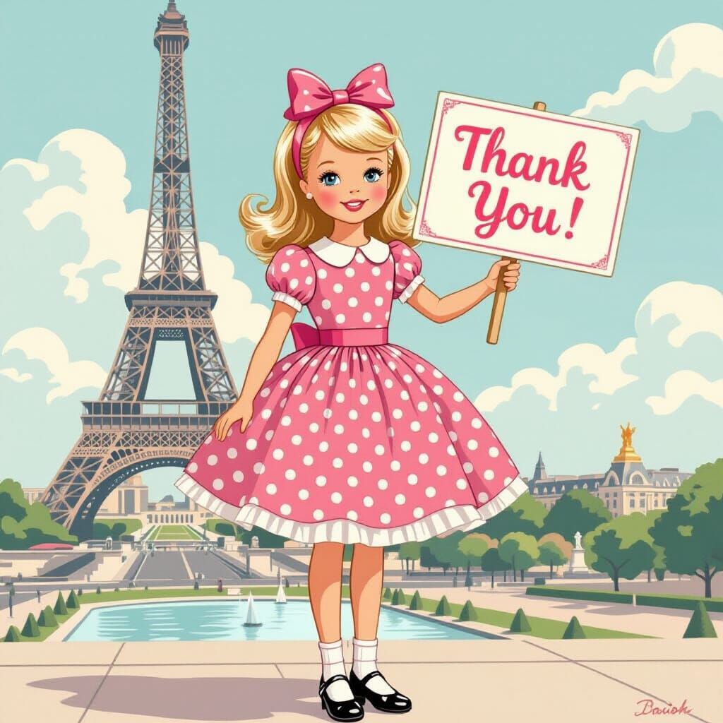 Barbie in Paris Thanking You, Storybook Illustration