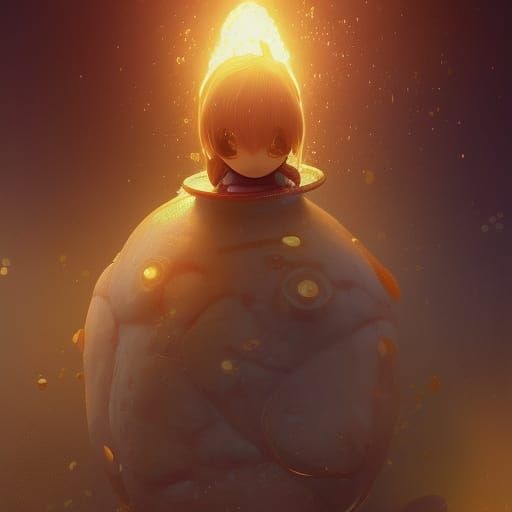 Cute Potato Concept Art in Orange and Teal