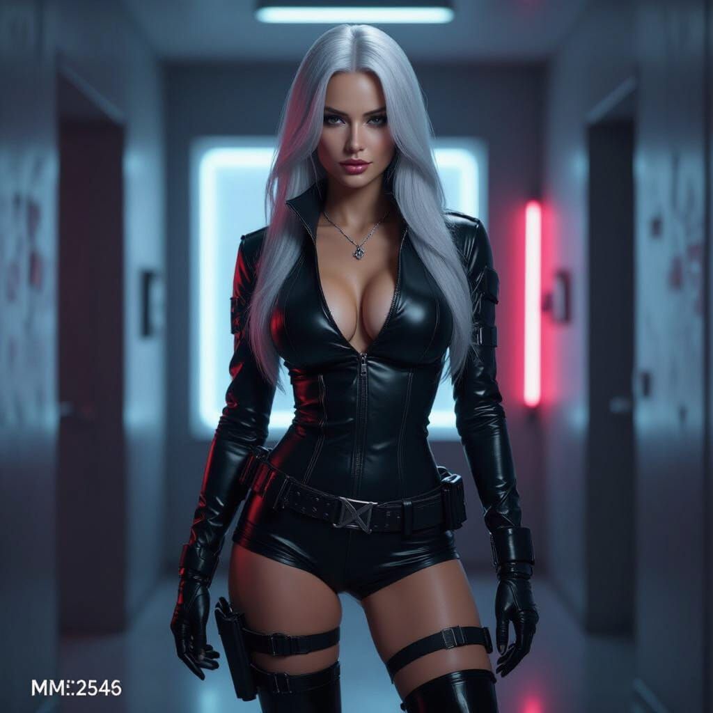 Cyberpunk Femme Fatale in Tactical Outfit