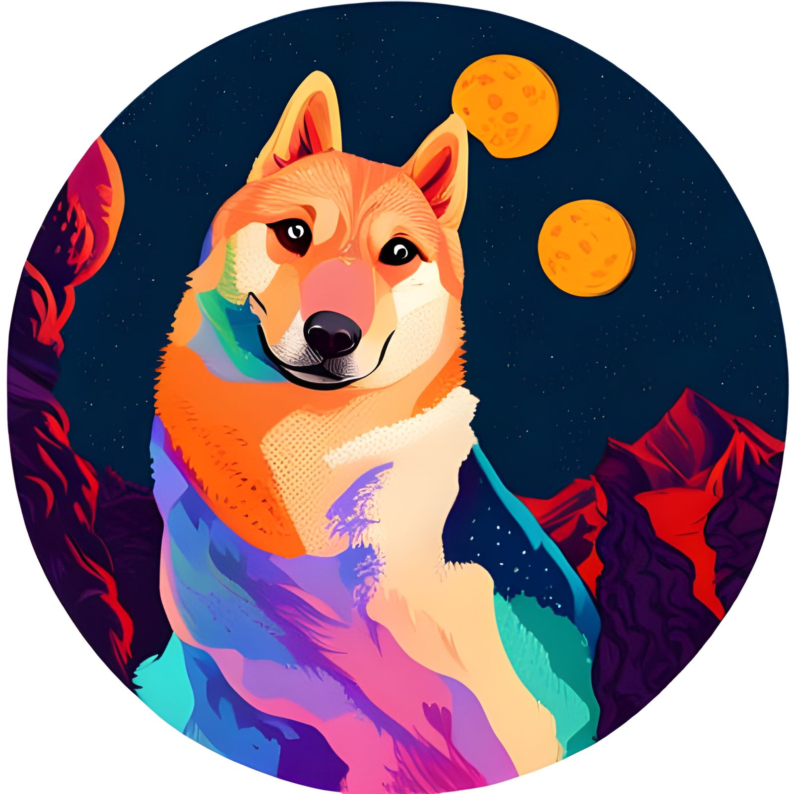 Vivid Shiba Inu T-Shirt Design in Vector Art