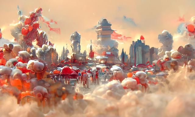 Mars Riot Scene in Post-Apocalyptic City