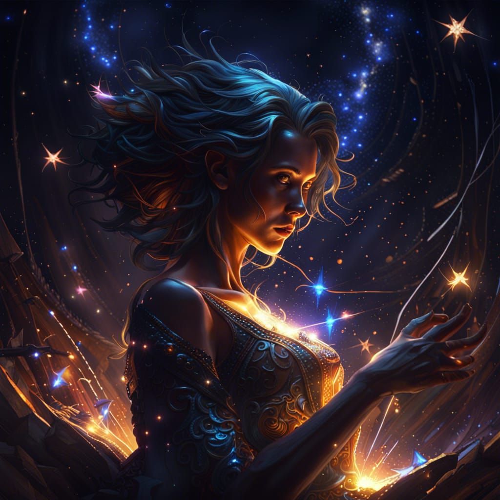 Ethereal Musician Under a Starry Night Sky