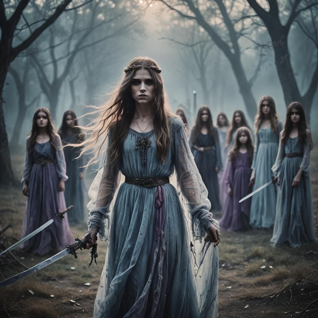 Ethereal Ghost with Sword in Dark Fantasy Photography