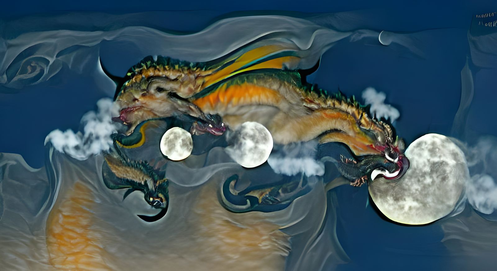 Ethereal Dragon Eating the Full Moon