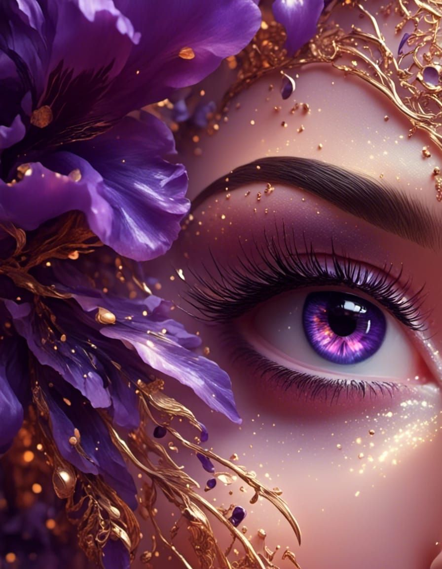 Exotic Purple Eyes Portrait in Golden Hour Light