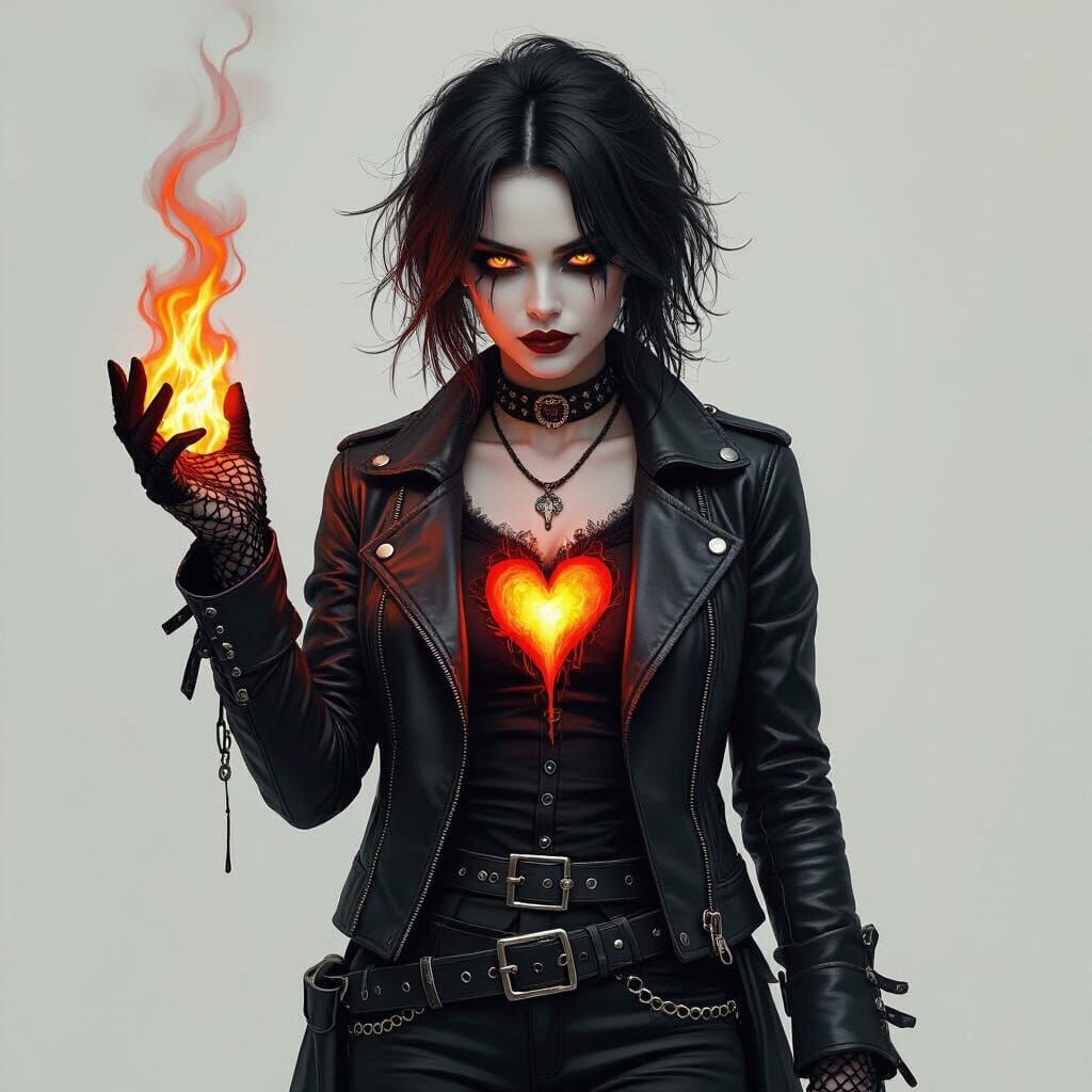 Vampiric Emo with Burning Heart, Gothic Art