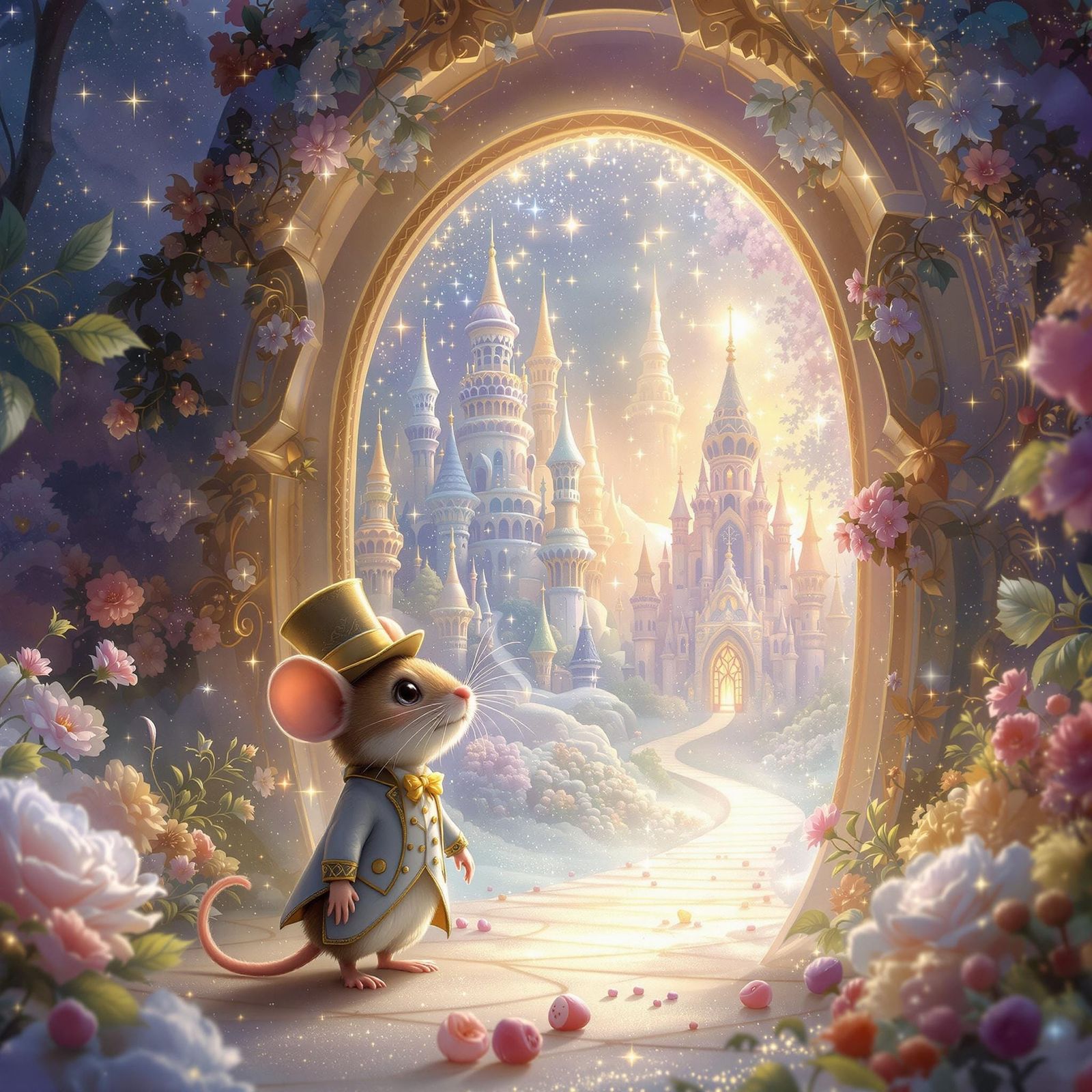 Mouse at the Threshold of Yummy Food Heaven's Ethereal Porta...