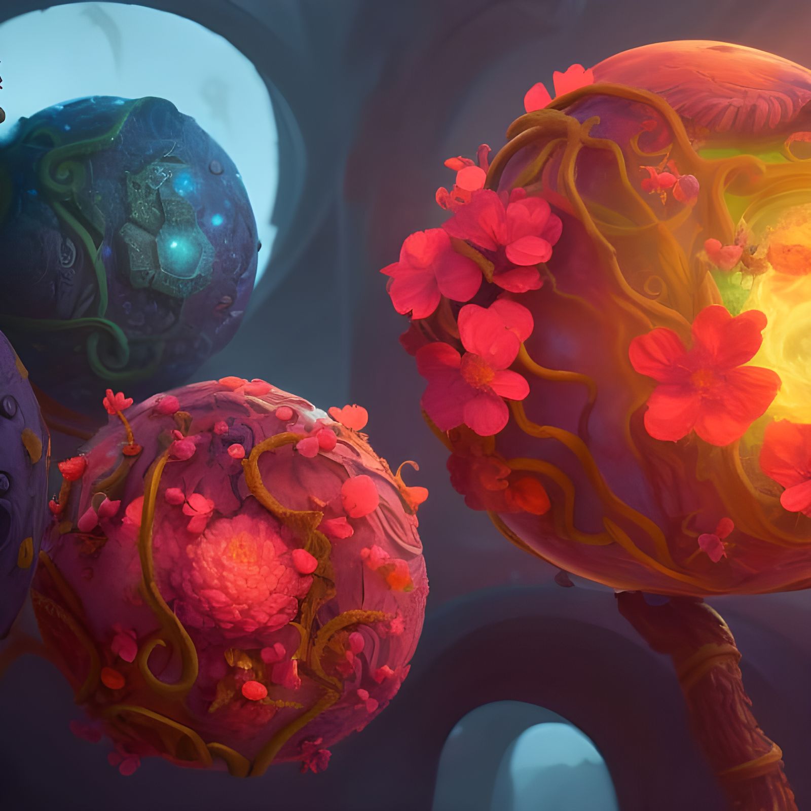 Fantastical Flower Cataclysm: A Detailed Matte Painting