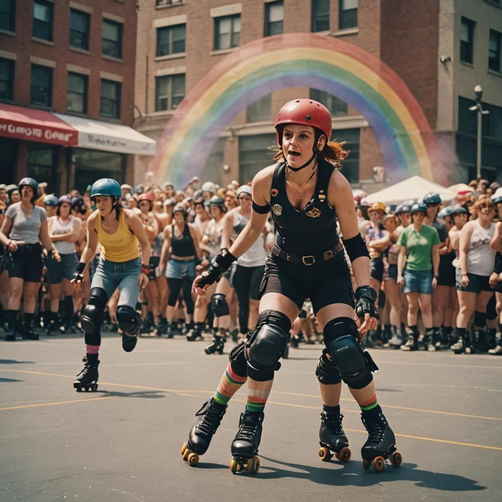 Roller Derby at Gay Pride: Cinematic Film Still