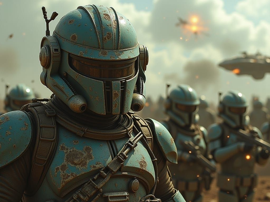 Clone Troopers in Formation: A Cinematic Film Still