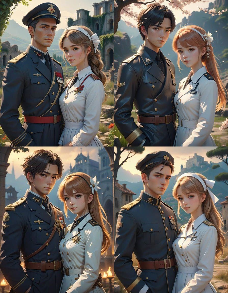 War-Torn Lovers in 3D Anime Art Style