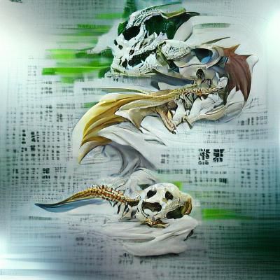 Stylized Anime Dragon Skull Illustration