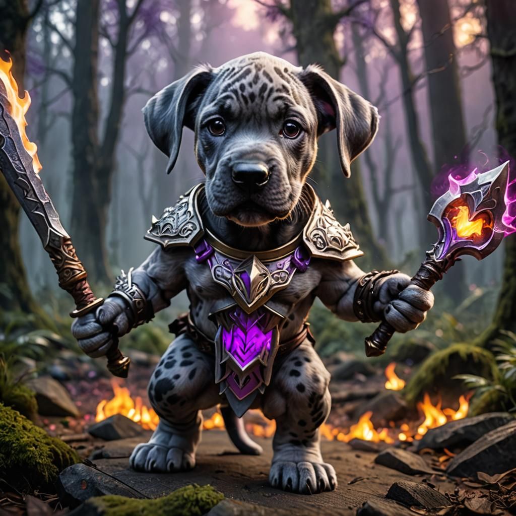 Barbarian Great Dane with Flaming Eyes in HDR