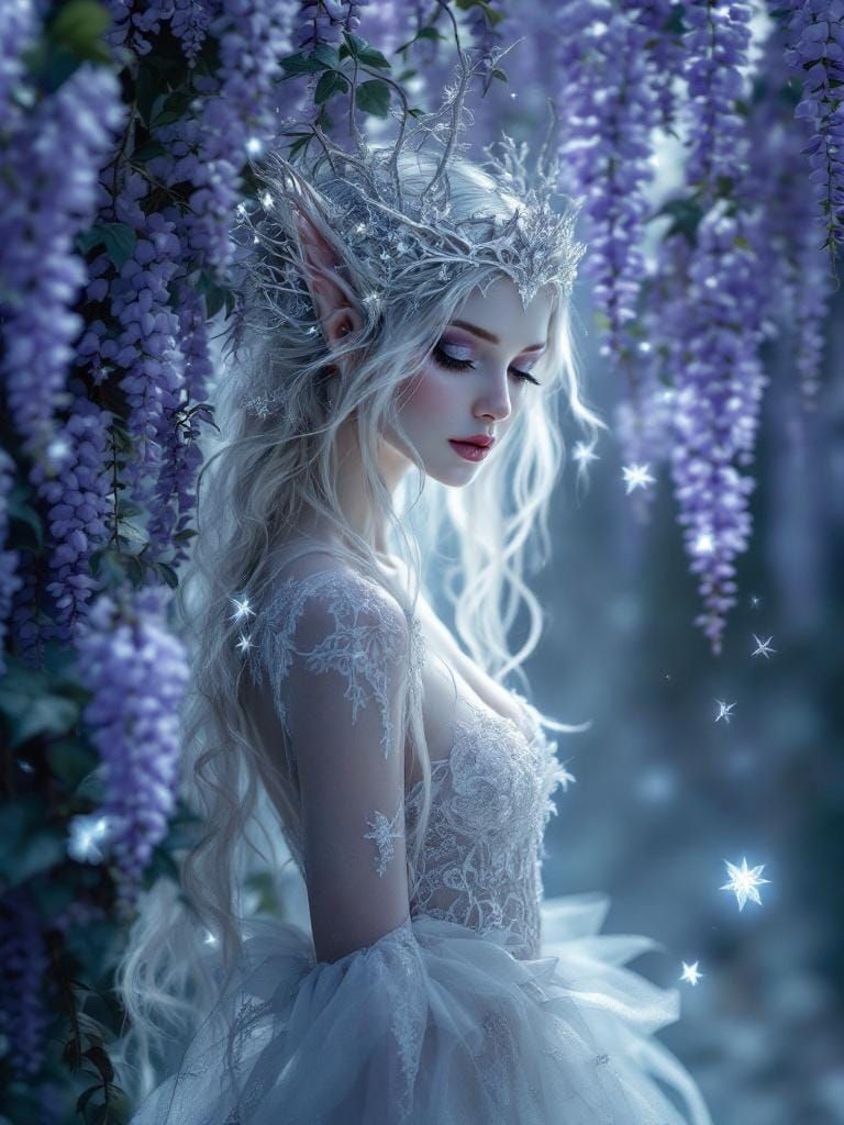 Ethereal Wisteria Fae in Dark Fantasy Style
