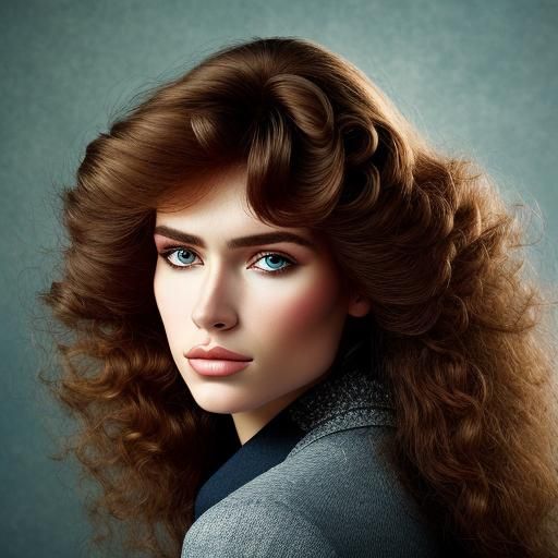 Hyperrealistic 80s Woman Portrait Coloring Page