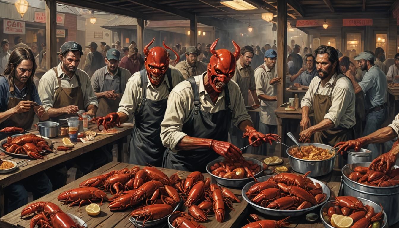 Sinister Horror Crawfish Boil in Cajun Restaurant