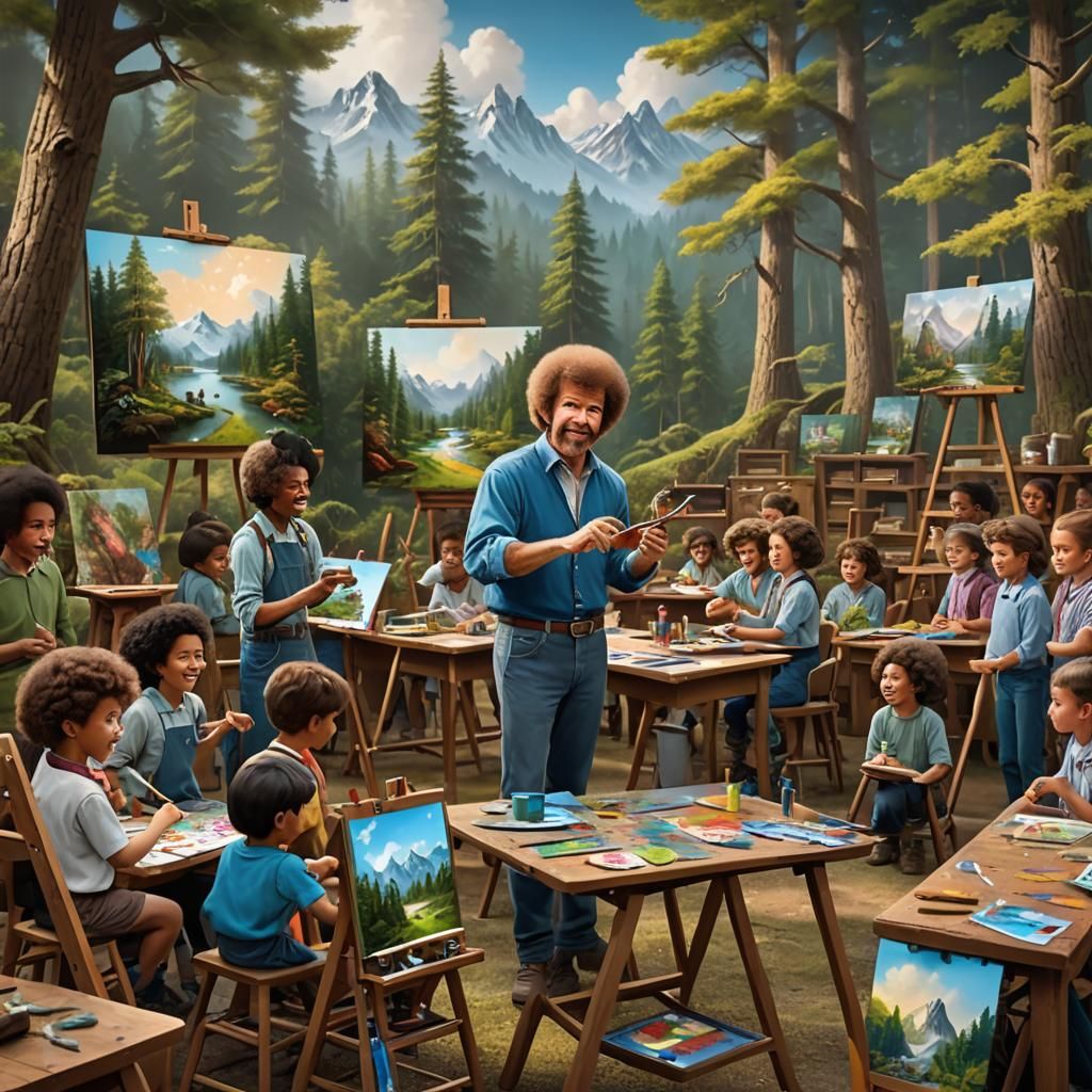 Bob Ross Teaches Children to Paint: Digital Art