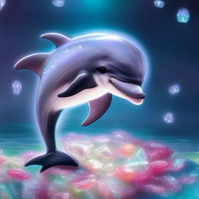 Cute Dolphin with Luminous Crystal Sparkles