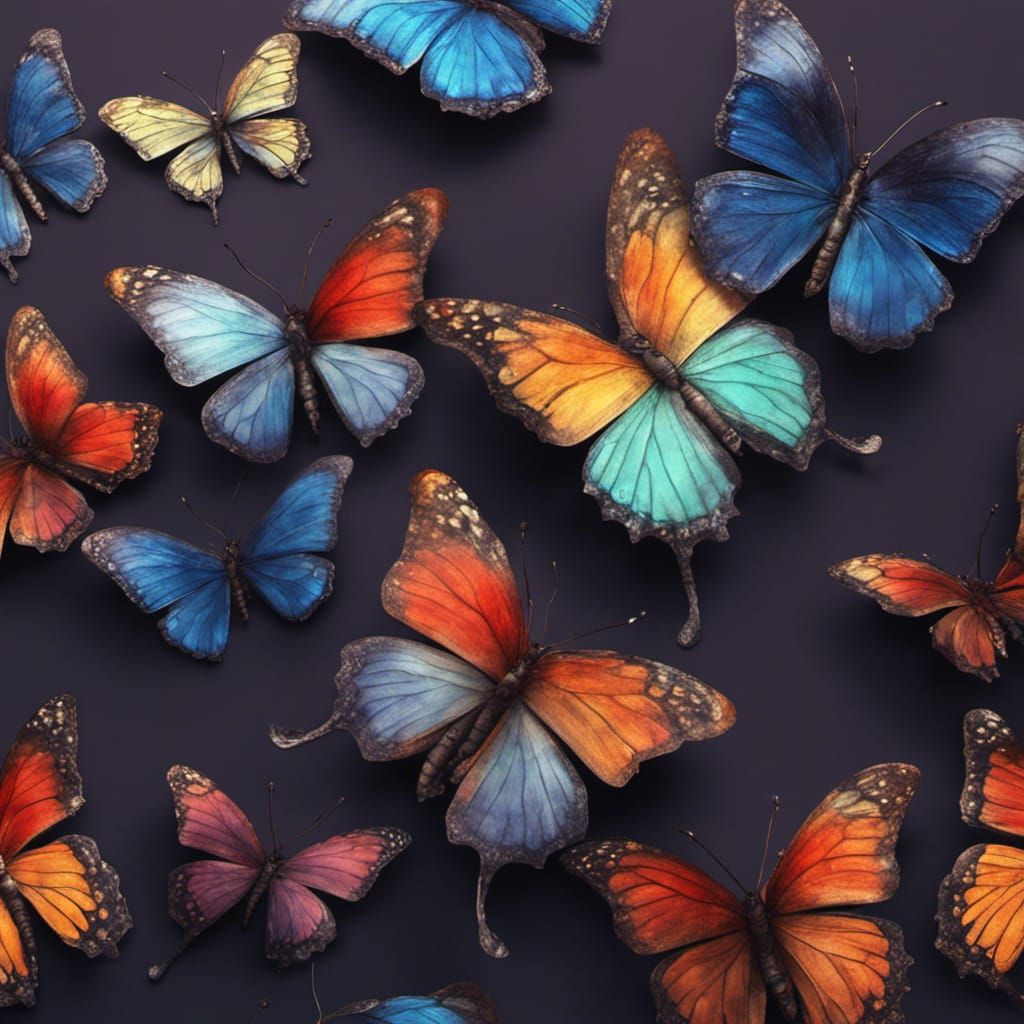 Colorful Butterflies in Detailed Matte Painting