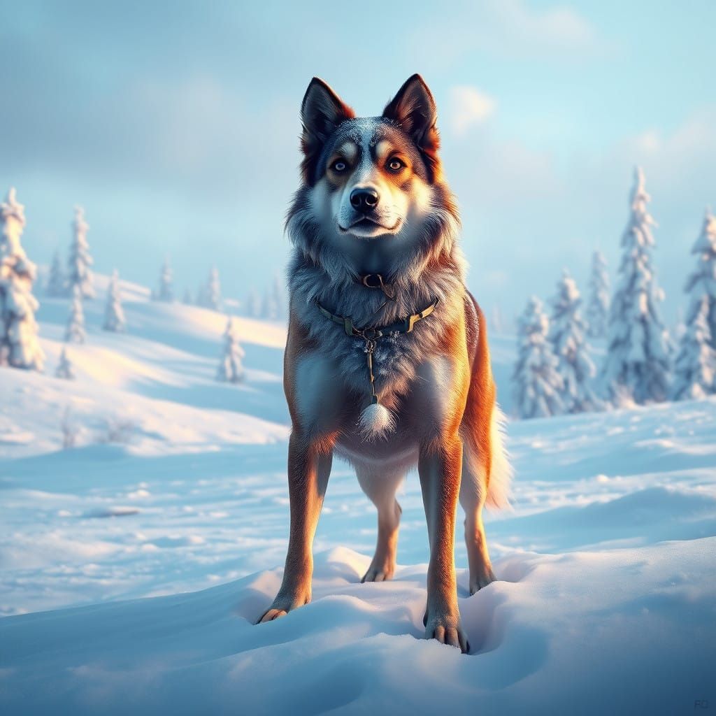 Majestic Dog in Snowy Wonderland