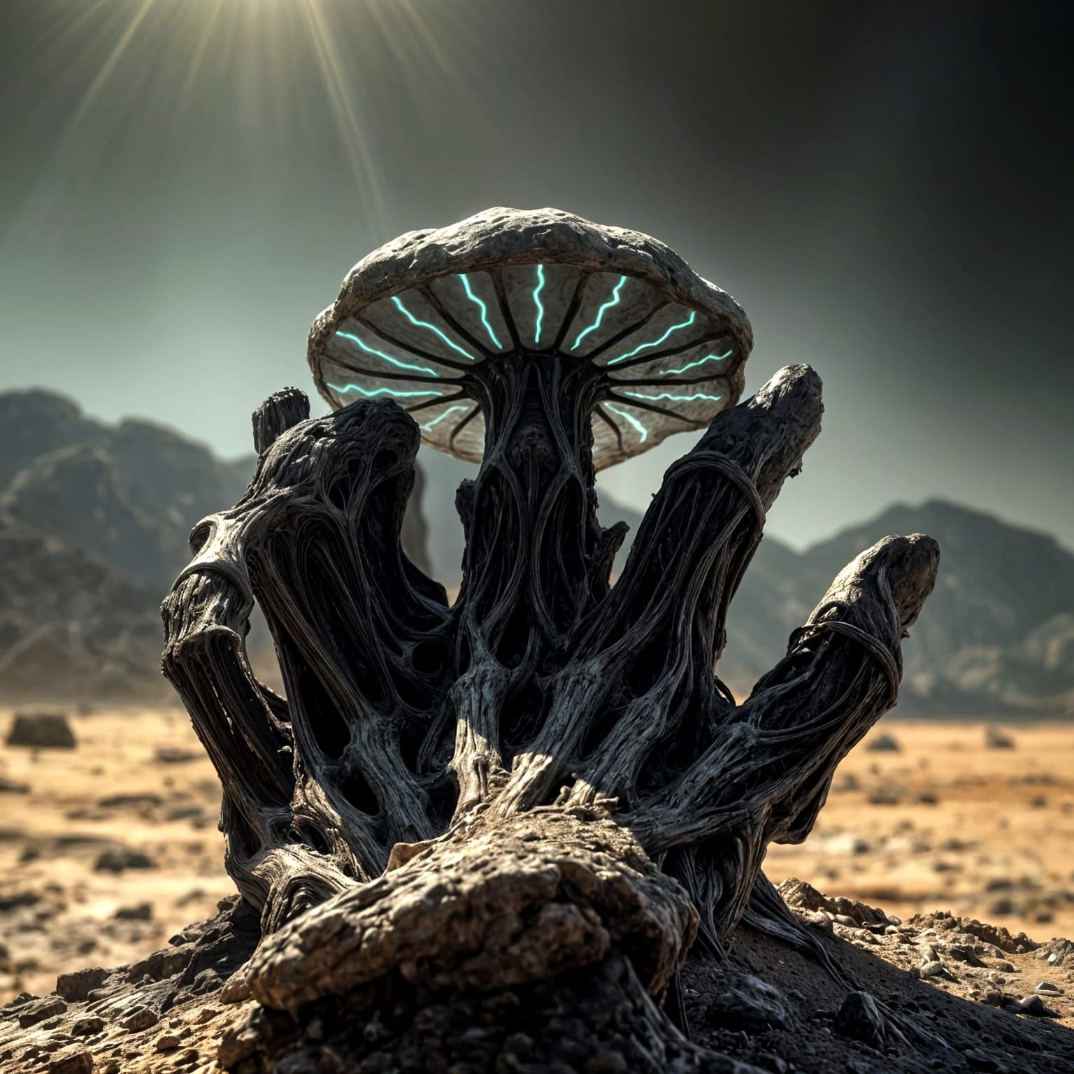 Bioluminescent Fungus Thriving on Decaying Hand, Fine Art Ph...