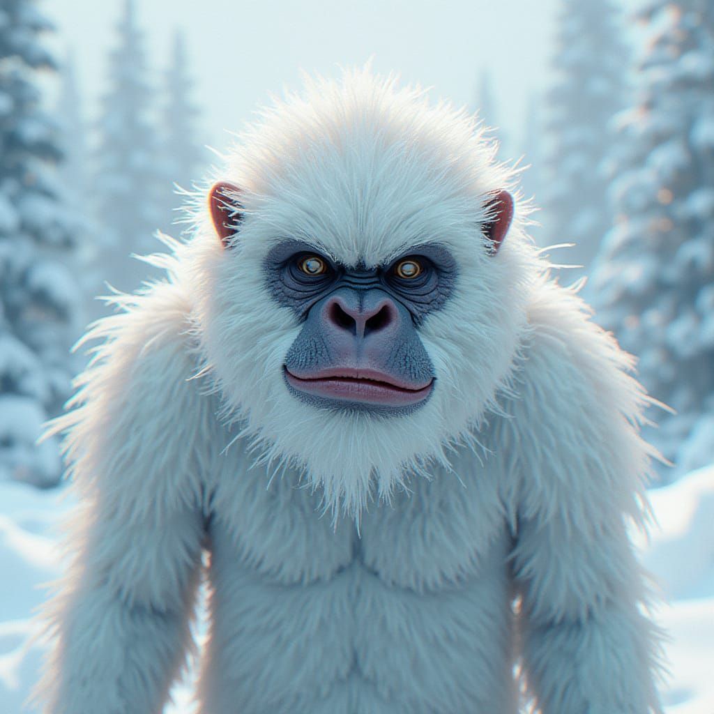 Yeti Portrait in Glitch Art Style