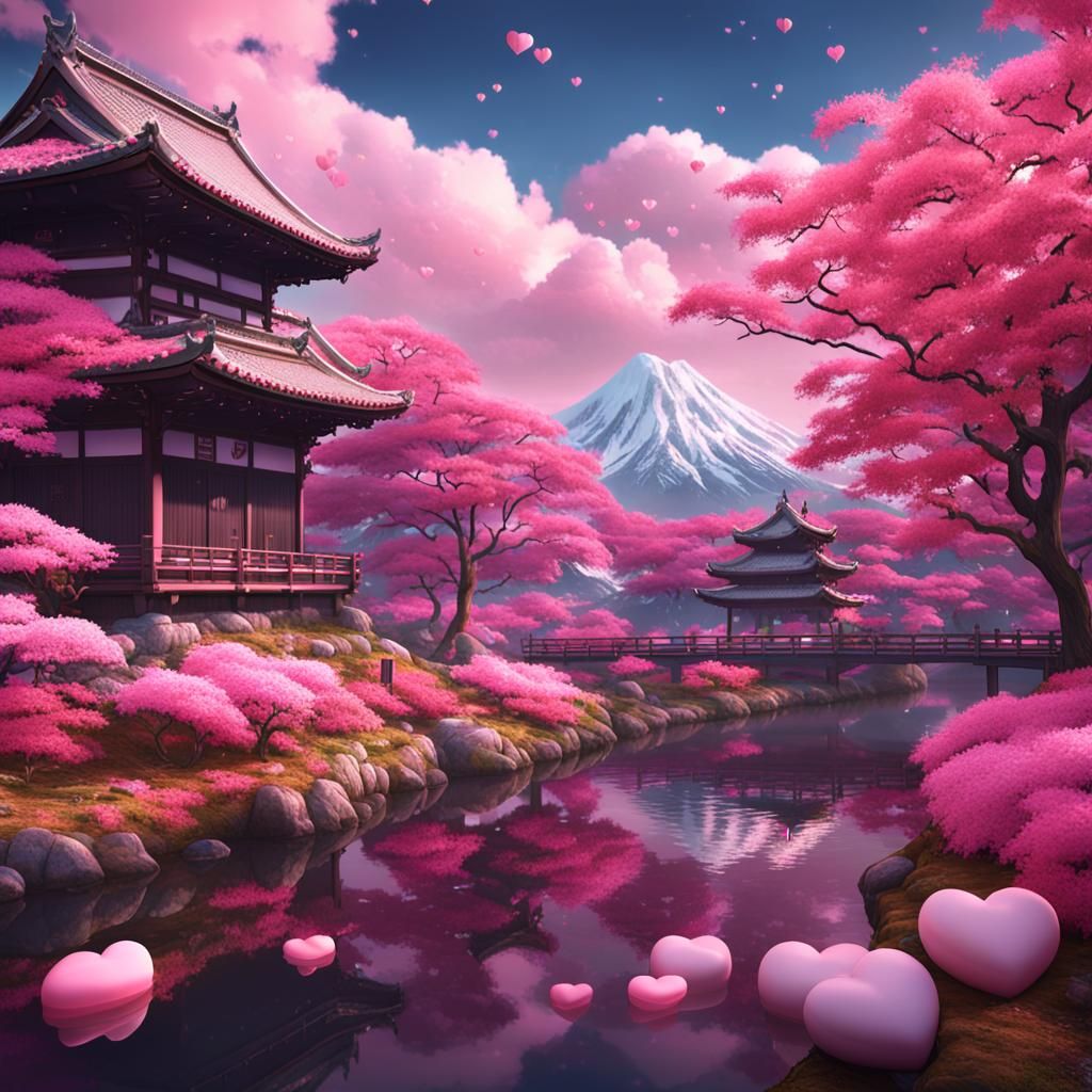 Sweet Pink Heart Mochi: Japanese Dessert Art