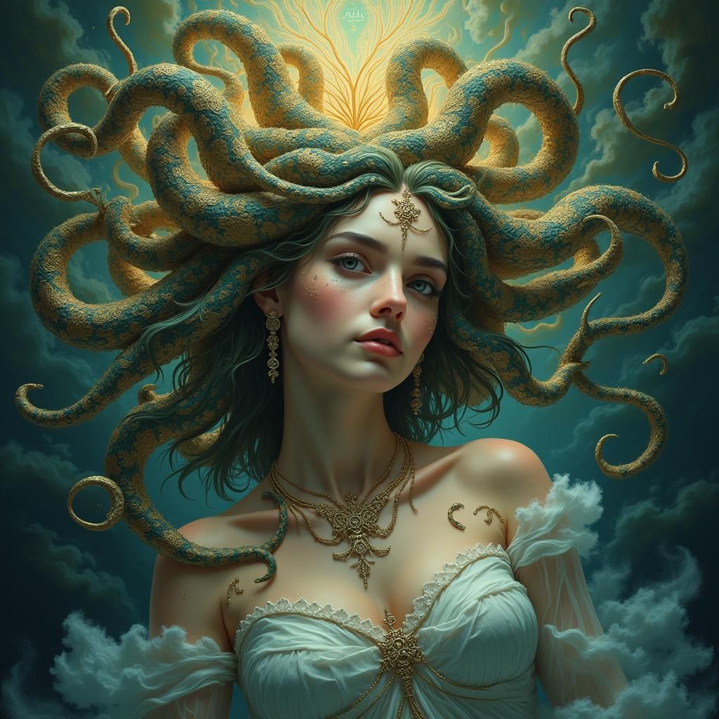 Mysterious Medusa: Goddess of Seduction in Fractal Style