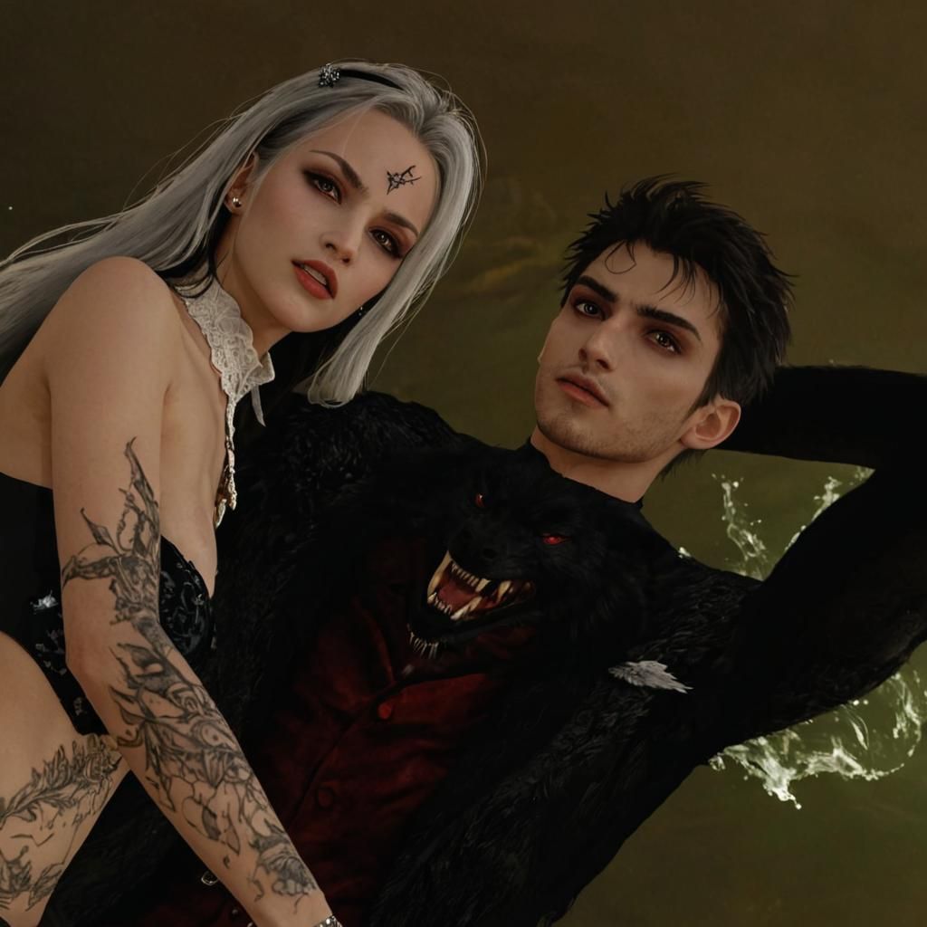 Romantic Beach Scene with Mythical Creatures