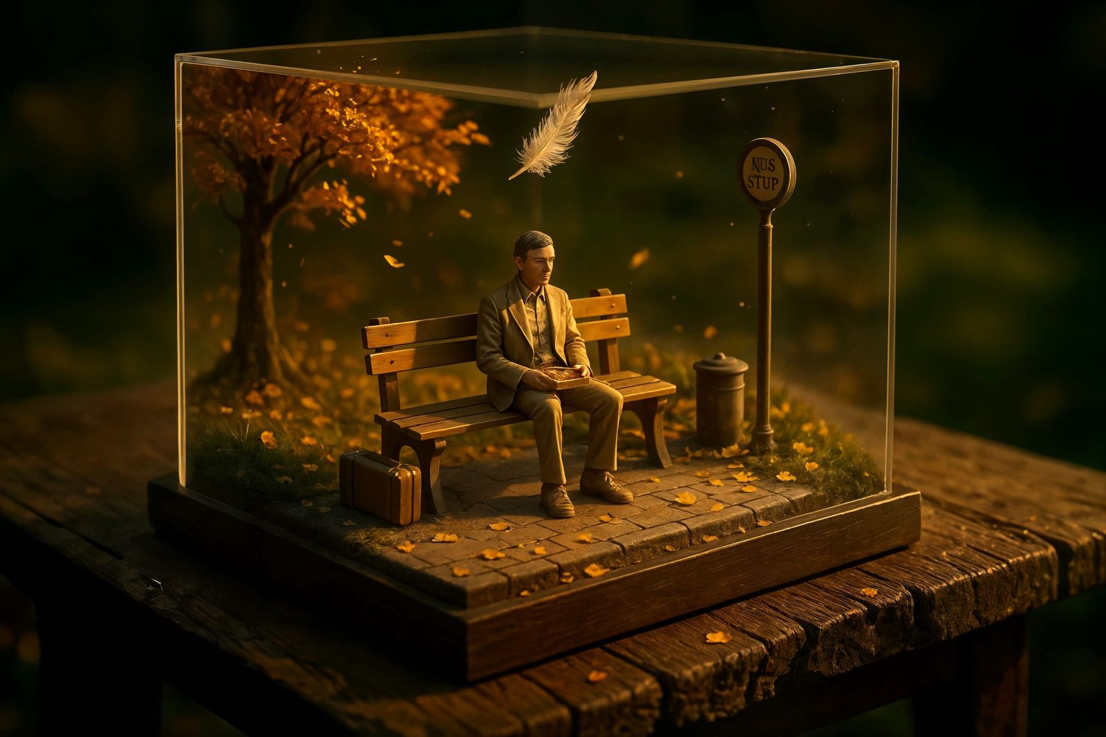 Autumn Park Diorama in Acrylic Display Case