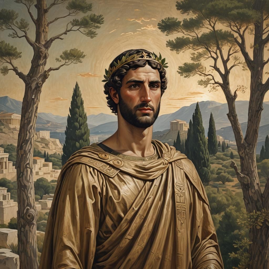 Ancient Greek Prince Portrait in Classical Style