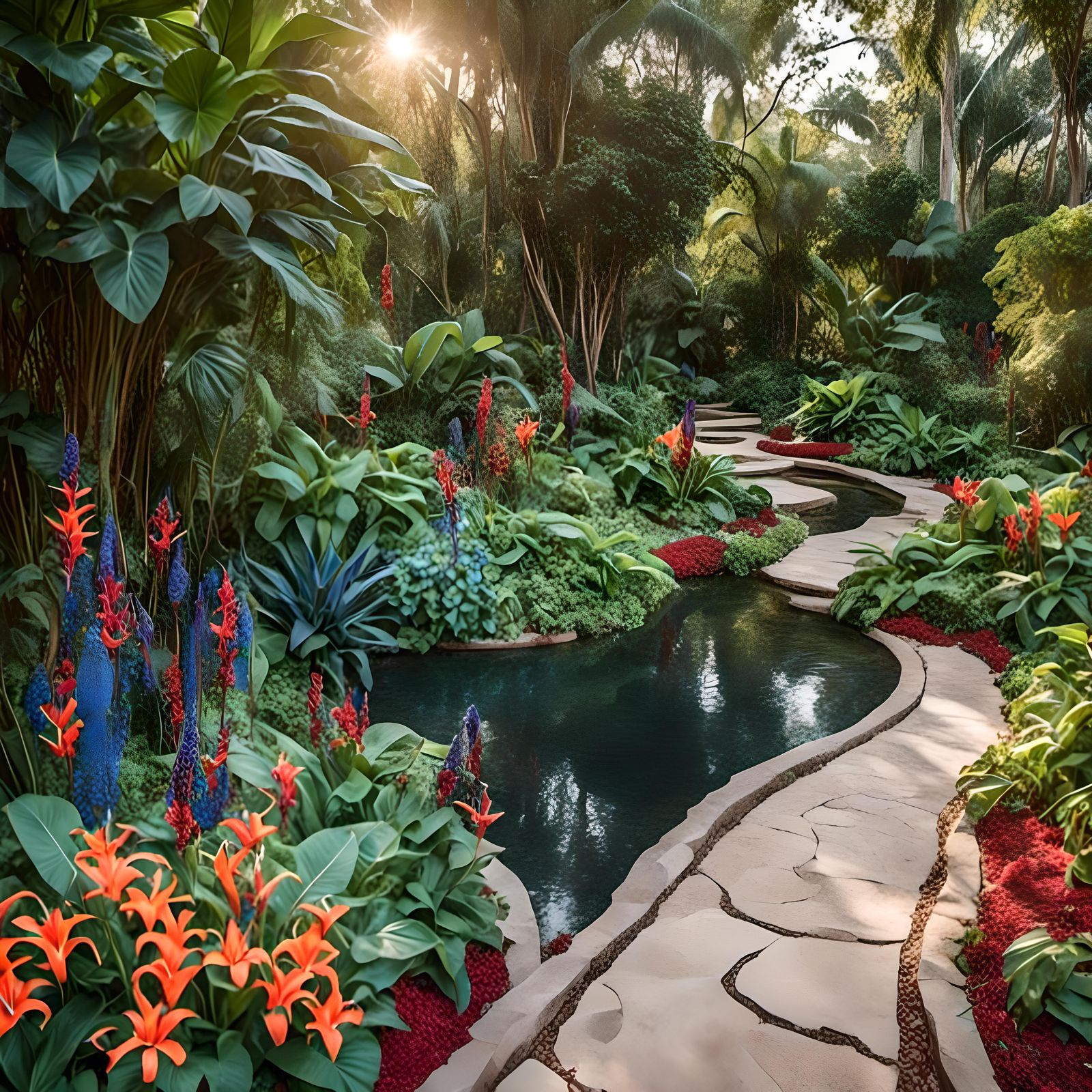 Vibrant Botanical Garden in Hippie Style