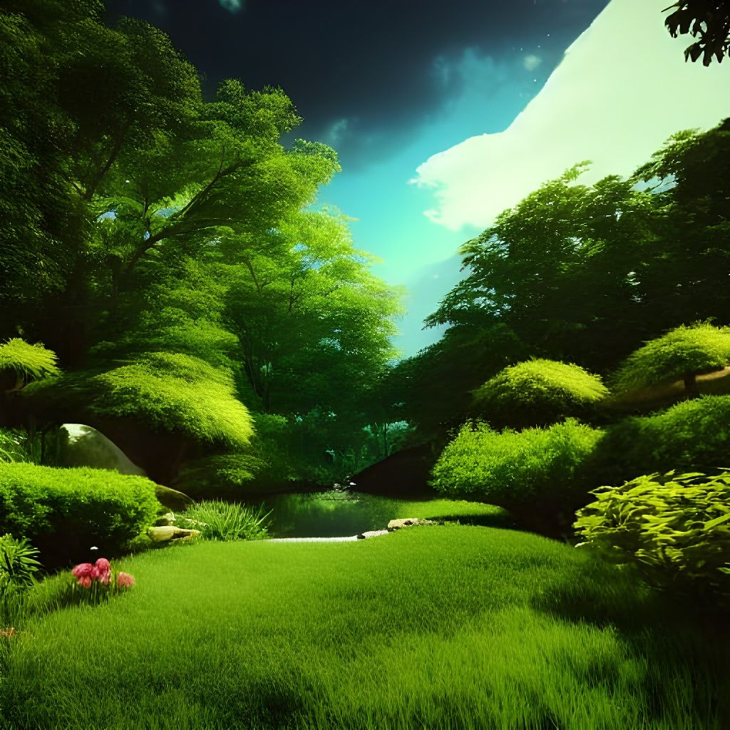 Sci-Fi Paradise Garden with Angel, Unreal Engine